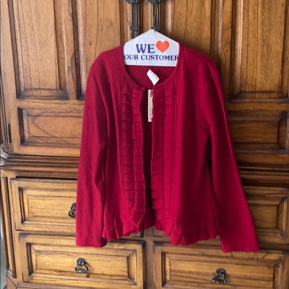 red dressy cardigan